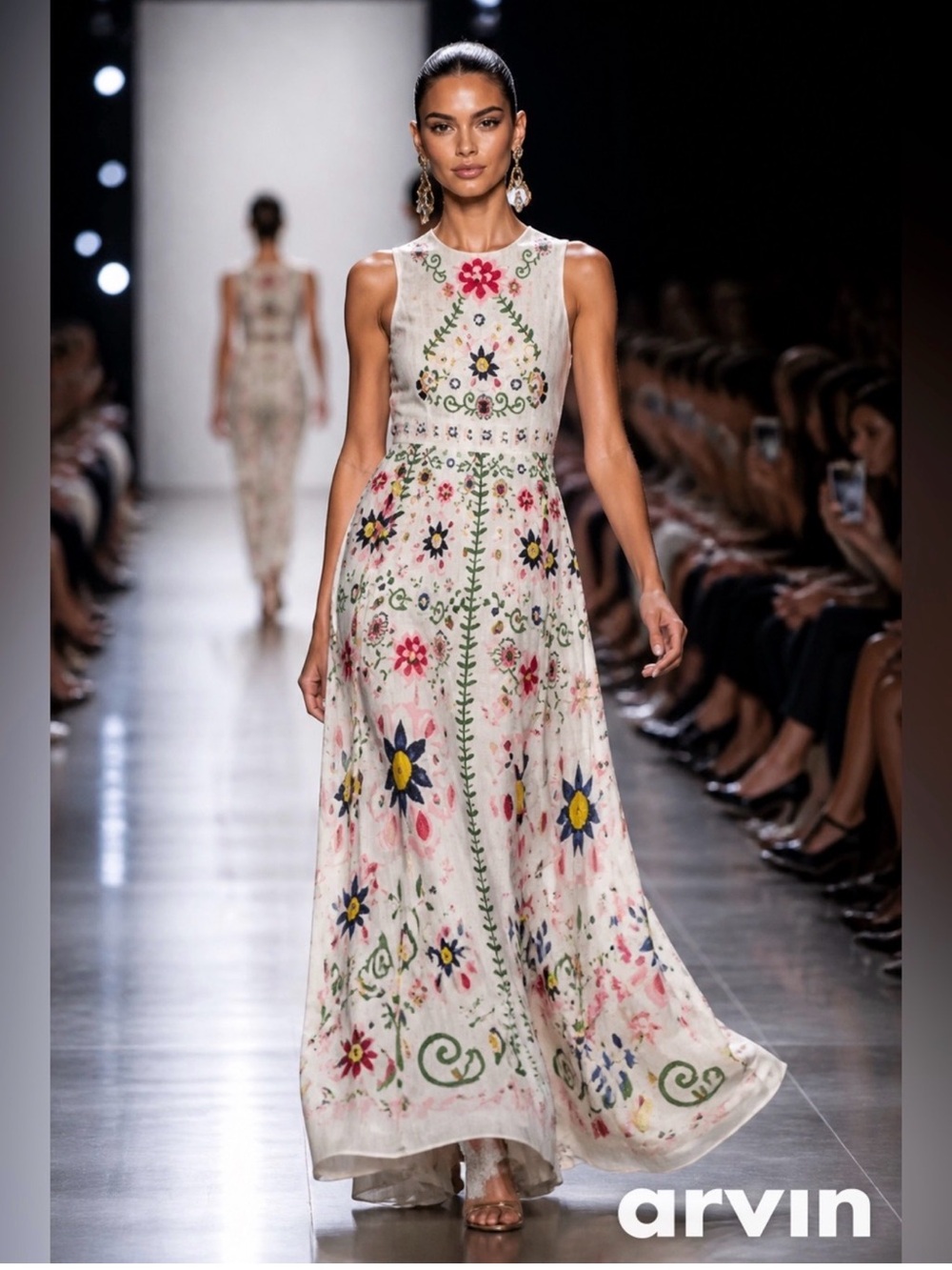 Vicky and Lucas Anthropologie Boho Folk Art Floral Maxi Dress Festival S